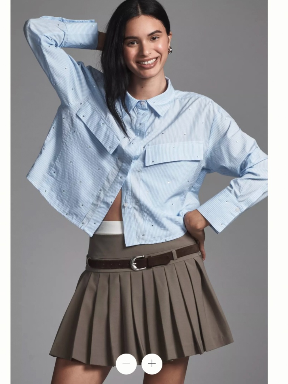 Anthropologie Maeve Patch Pocket Crop Buttondown Shirt- size M